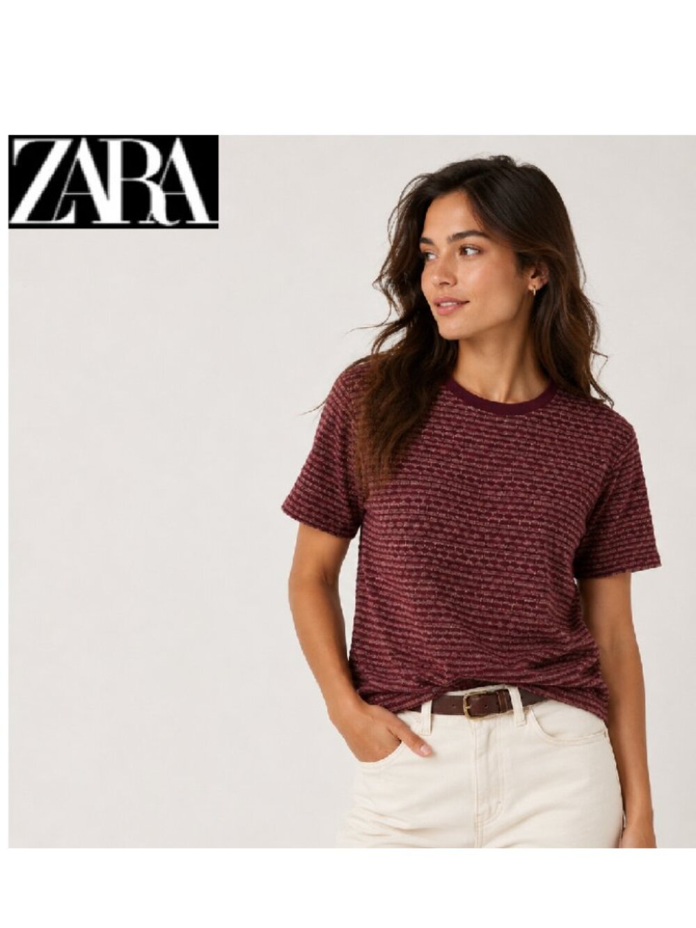 Zara Woman Boho Cozy Knitted Quiet Luxury T-Shirt Minimalist Garment Feminine